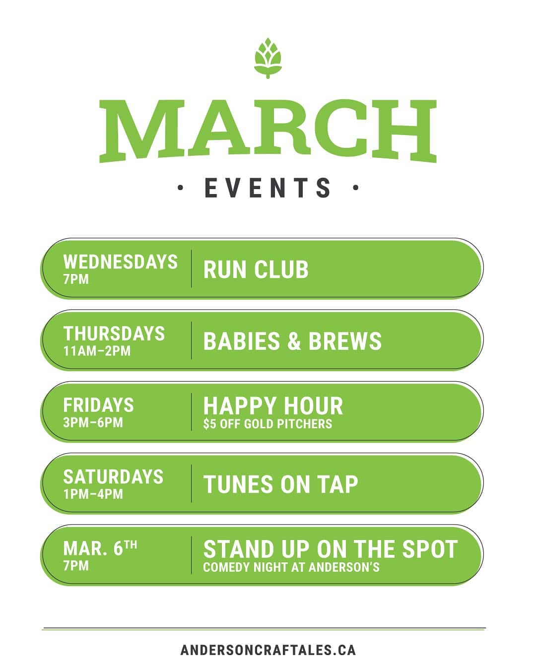 March 2025 Weekly Events Page